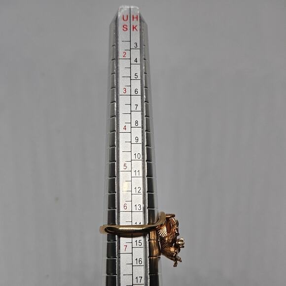 Art Nouveau Era 10K Yellow Gold Coral and White Sapphire Ring Size 6.5 - Picture 8 of 8